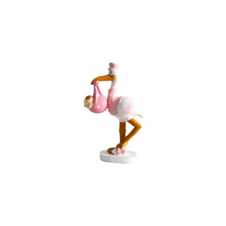 Figura Pastel Cigüeña piloto rosa